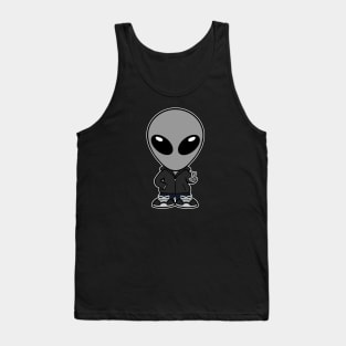 Space Alien Extraterrestrial Peace Hand Sign (Gray) Tank Top